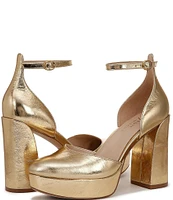 Naturalizer 27 EDIT Giovanna Metallic Leather Ankle Strap Platform Dress Pumps