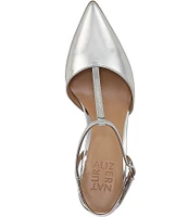 Naturalizer Astrid Metallic Pointed Toe T-Strap Dress Pumps