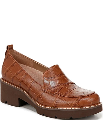 Naturalizer Darry Crocodile Leather Lug Sole Loafers