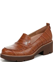 Naturalizer Darry Crocodile Leather Lug Sole Loafers