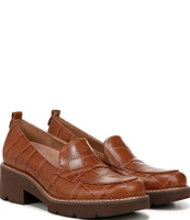 Naturalizer Darry Crocodile Leather Lug Sole Loafers