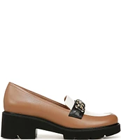 Naturalizer Desi Leather Chain Detail Lightweight Colorblock Platform Lug Sole Loafers