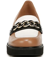 Naturalizer Desi Leather Chain Detail Lightweight Colorblock Platform Lug Sole Loafers