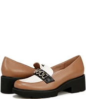 Naturalizer Desi Leather Chain Detail Lightweight Colorblock Platform Lug Sole Loafers