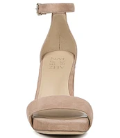 Naturalizer Joy Ankle Strap Suede Square Toe Dress Sandals