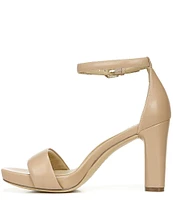 Naturalizer Joy Ankle Strap Leather Square Toe Block Heel Dress Sandals