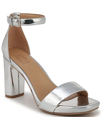 Naturalizer Joy Metallic Block Heel Ankle Strap Dress Sandals