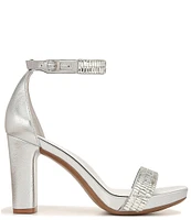 Naturalizer Joy-Sparkle Ankle Strap Metallic Rhinestone Block Heel Dress Sandals