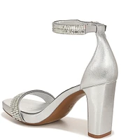 Naturalizer Joy-Sparkle Ankle Strap Metallic Rhinestone Block Heel Dress Sandals