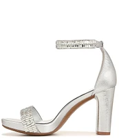 Naturalizer Joy-Sparkle Ankle Strap Metallic Rhinestone Block Heel Dress Sandals