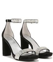 Naturalizer Joy-Sparkle Ankle Strap Satin Embellished Block Heel Dress Sandals