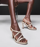 Naturalizer Luisa Strappy Metallic Leather Dress Sandals