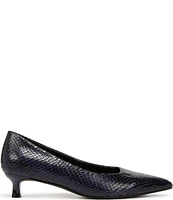 Naturalizer Natalia Snake Skin Leather Kitten Heel Pointy Toe Leather Pumps