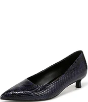 Naturalizer Natalia Snake Skin Leather Kitten Heel Pointy Toe Leather Pumps