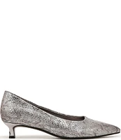 Naturalizer Natalia Snake Skin Leather Kitten Heel Pointy Toe Leather Pumps