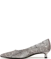 Naturalizer Natalia Snake Skin Leather Kitten Heel Pointy Toe Leather Pumps