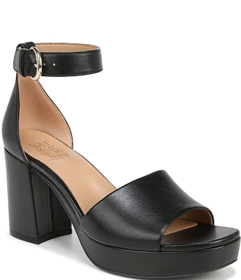 Naturalizer Pearlyn Leather Ankle Strap Platform Sandals