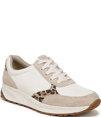 Naturalizer Shay Leather Leopard Detail Lace-Up Sneakers