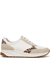 Naturalizer Shay Leather Leopard Detail Lace-Up Sneakers