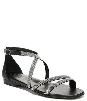 Naturalizer Sicily Strappy Crystal Embellished Flat Sandals