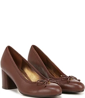 Naturalizer Sienna Leather Block Heel Bow Pumps