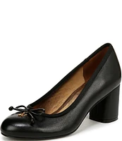 Naturalizer Sienna Leather Block Heel Bow Pumps