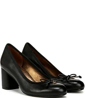 Naturalizer Sienna Leather Block Heel Bow Pumps