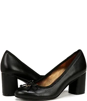 Naturalizer Sienna Leather Block Heel Bow Pumps