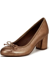 Naturalizer Sienna Leather Block Heel Bow Pumps