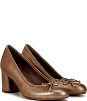 Naturalizer Sienna Leather Block Heel Bow Pumps