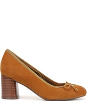 Naturalizer Sienna Suede Block Heel Bow Pumps