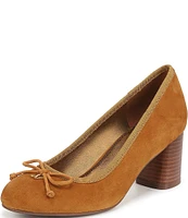 Naturalizer Sienna Suede Block Heel Bow Pumps