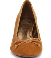 Naturalizer Sienna Suede Block Heel Bow Pumps