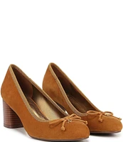 Naturalizer Sienna Suede Block Heel Bow Pumps