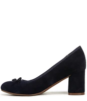 Naturalizer Sienna Suede Block Heel Bow Pumps