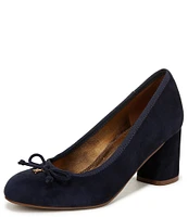 Naturalizer Sienna Suede Block Heel Bow Pumps