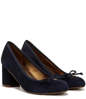 Naturalizer Sienna Suede Block Heel Bow Pumps