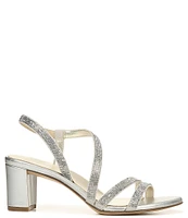 Naturalizer Vanessa Leather Strappy Crystal Detail Block Heel Evening Dress Sandals