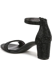 Naturalizer Vera Glitz Rhinestone Ankle Strap Block Heel Dress Sandals