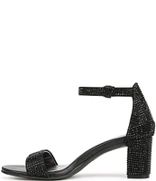 Naturalizer Vera Glitz Rhinestone Ankle Strap Block Heel Dress Sandals