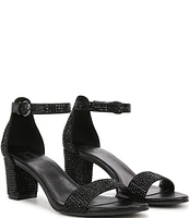 Naturalizer Vera Glitz Rhinestone Ankle Strap Block Heel Dress Sandals