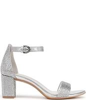 Naturalizer Vera Glitz Rhinestone Ankle Strap Block Heel Dress Sandals