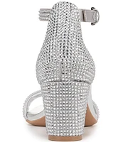 Naturalizer Vera Glitz Rhinestone Ankle Strap Block Heel Dress Sandals