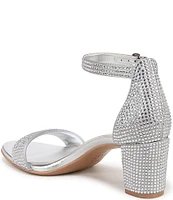 Naturalizer Vera Glitz Rhinestone Ankle Strap Block Heel Dress Sandals