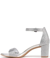 Naturalizer Vera Glitz Rhinestone Ankle Strap Block Heel Dress Sandals