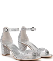 Naturalizer Vera Glitz Rhinestone Ankle Strap Block Heel Dress Sandals