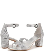 Naturalizer Vera Glitz Rhinestone Ankle Strap Block Heel Dress Sandals