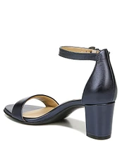 Naturalizer Vera Leather Metallic Ankle Strap Block Heel Dress Sandals