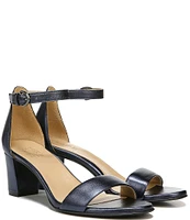 Naturalizer Vera Leather Metallic Ankle Strap Block Heel Dress Sandals