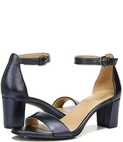 Naturalizer Vera Leather Metallic Ankle Strap Block Heel Dress Sandals